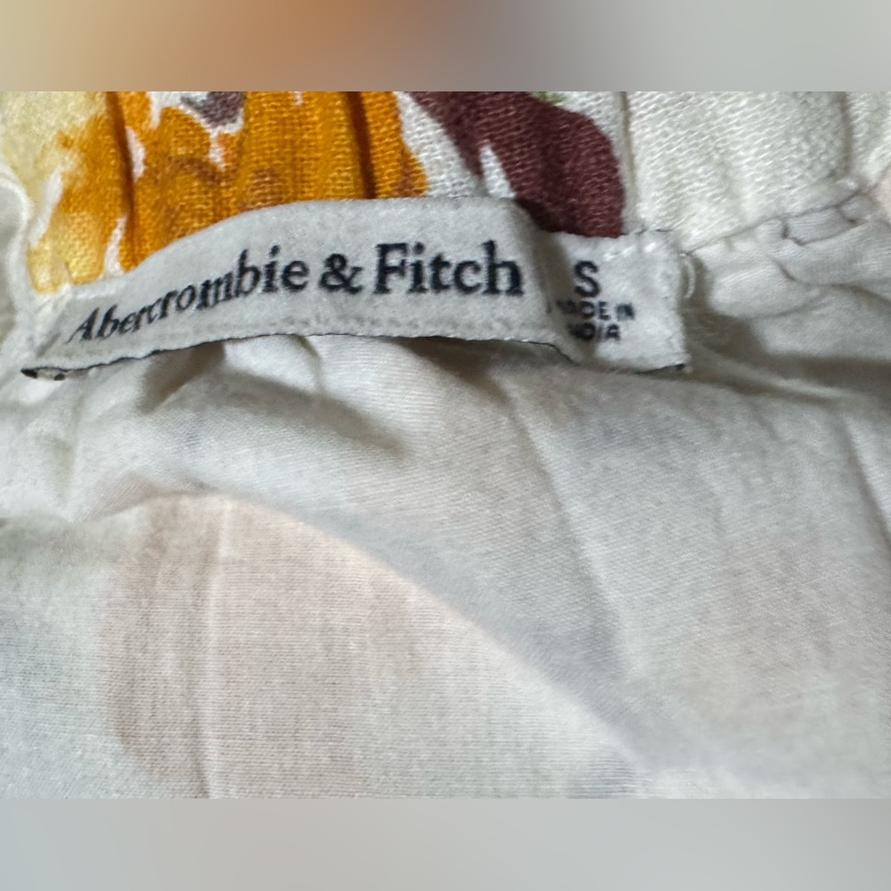Abercrombie & Fitch Floral Linen Blend Peplum Blouse S Puff Sleeve Cottagecore - Picture 7 of 9